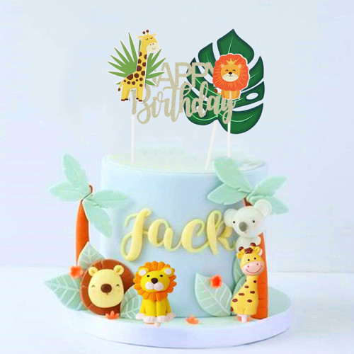 Toppers de gâteau joyeux anniversaire sur le thème de la jungle en gros | Décorations de gâteau d'anniversaire de maternelle