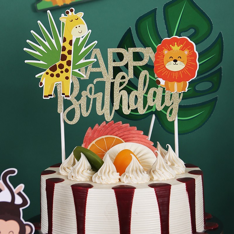 Jungle Themed Happy Birthday topper