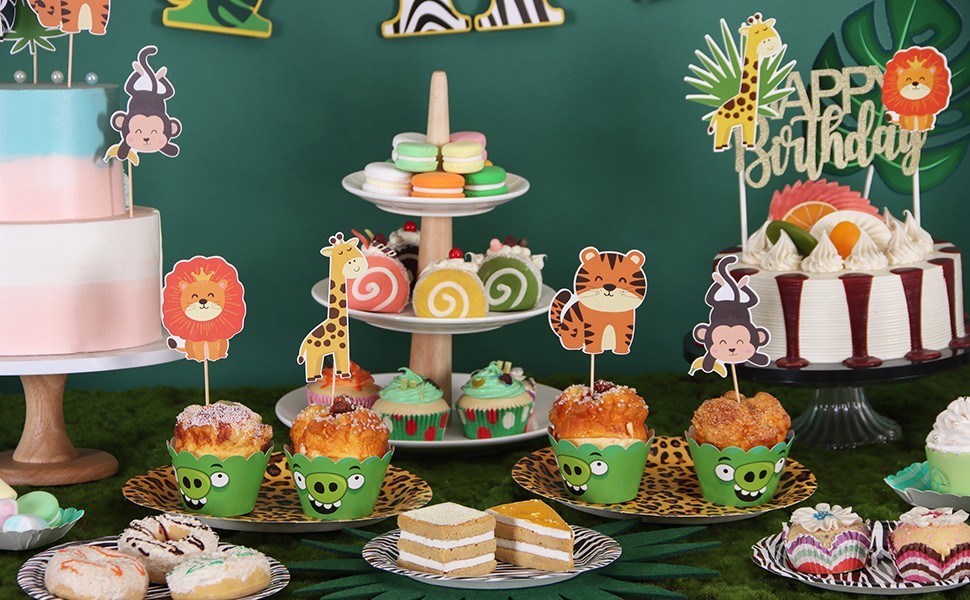 jungle animal themed cake toppers