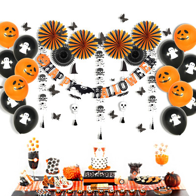 Décorations de fête d'Halloween Bannière Happy Halloween | Orange noir pour les fournitures de fête d'Halloween