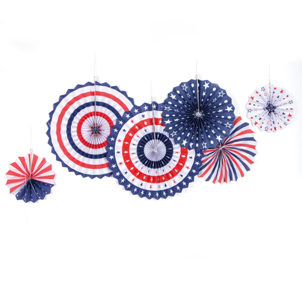 4th of July Patriotic Decorations Red White Blue Paper Fans | Independence Day Party Supplies