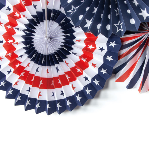 Décorations patriotiques du 4 juillet Éventails en papier rouge blanc bleu | Fournitures de fête de la fête de l'indépendance