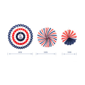 Décorations patriotiques du 4 juillet Éventails en papier rouge blanc bleu | Fournitures de fête de la fête de l'indépendance