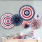 4th of July Patriotic Decorations Red White Blue Paper Fans | Independence Day Party Supplies