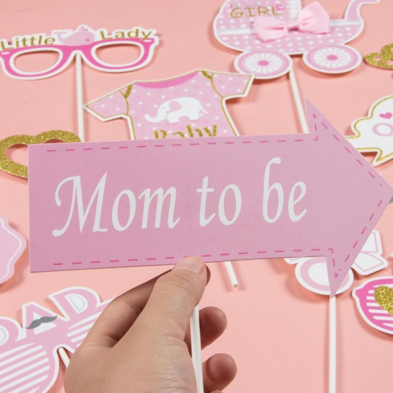 pink baby shower photo props