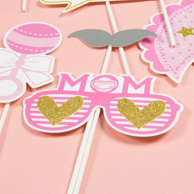 pink baby shower photo props