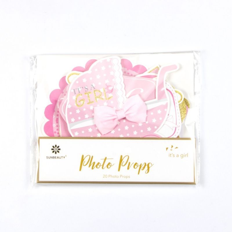 package of pink baby shower photo props