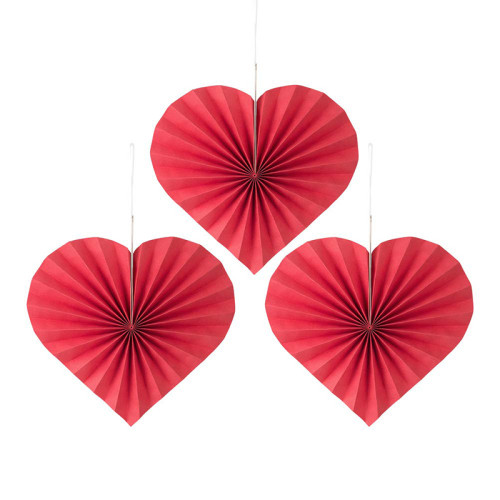 Amour Ballons Papier Coeur Nid D'abeille Rouge Papier Fans Saint Valentin Décorations De Fête En Gros