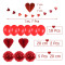 Red Heart Hanging Foil Swirls Love Balloons Paper Honeycombs for Valentine's Party Decorations