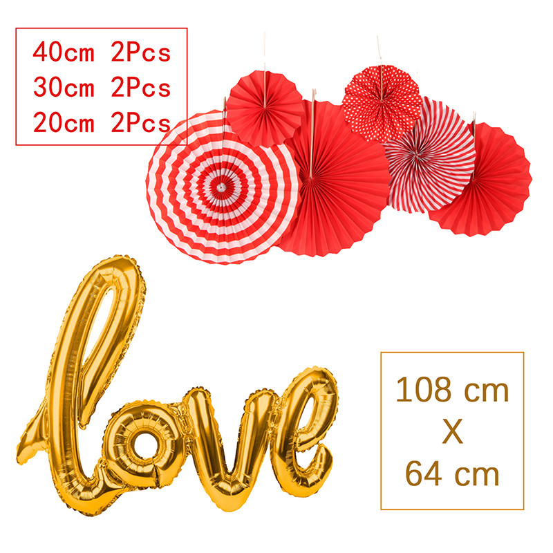 Valentine's Day red paper fan decorations