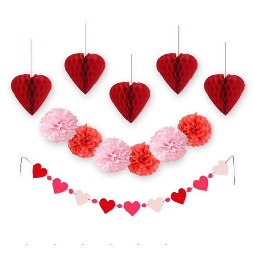 Décorations de la Saint-Valentin coeur papier boules en nid d'abeille fournitures de fête de fiançailles en gros
