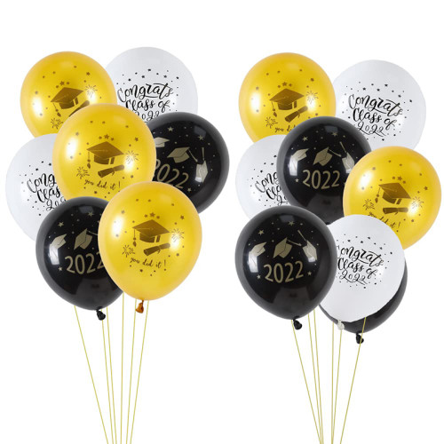 Abschlussfeier Schwarz Gold Ballons Latex Ballons Dekorationen 2022 Abschlussfeier Dekorationen
