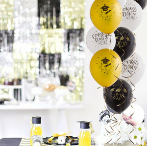 Graduation Black Gold Balloons Décorations de ballons en latex 2022 Décorations de fête de remise des diplômes