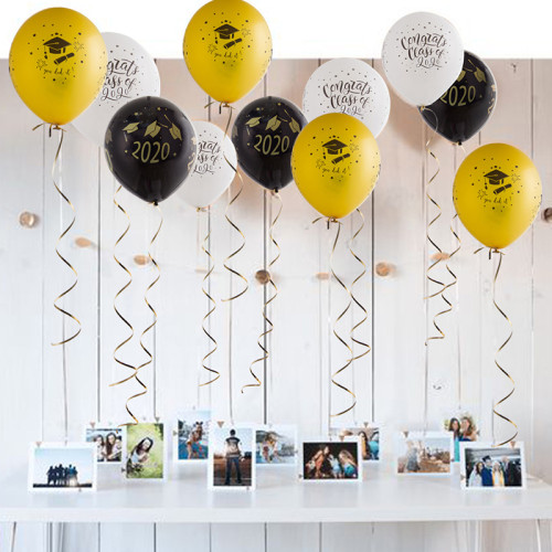 Graduation Black Gold Balloons Décorations de ballons en latex 2022 Décorations de fête de remise des diplômes