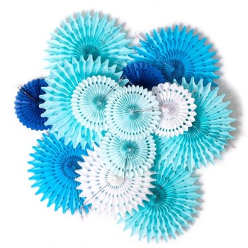 Paper Fan Decorations | Blue Paper Hanging Decor Party Decorations Wholesale