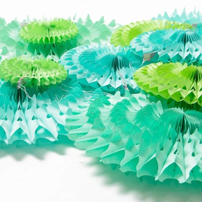 Paper Fan Decorations | Green Paper Hanging Decor Party Decorations Wholesale