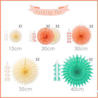 Paper Fan Decorations | Mint Peach Cream Paper Hanging Decor Party Decorations Wholesale