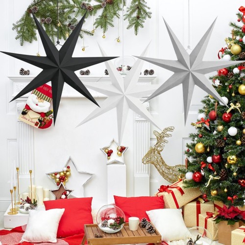 Lanternes étoiles en papier 24 pouces | 7 étoiles en papier pointues décorations de Noël suspendues en gros
