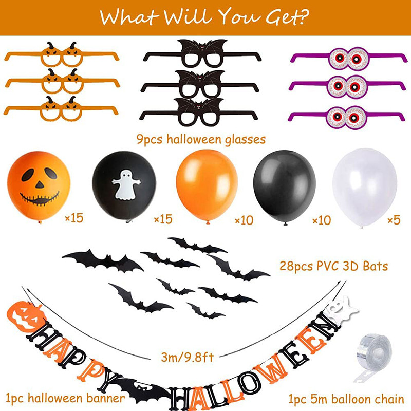 details of the Halloween party decorations