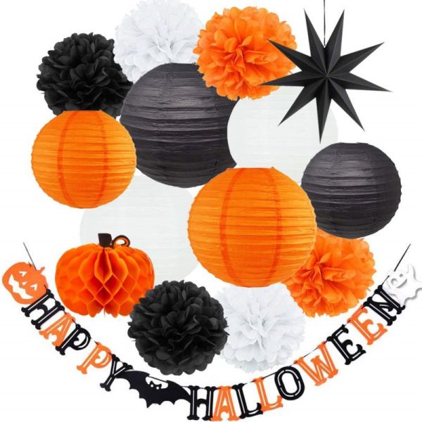 Halloween Party Hanging Decorations | Orange Black Party Decorations Wholesale