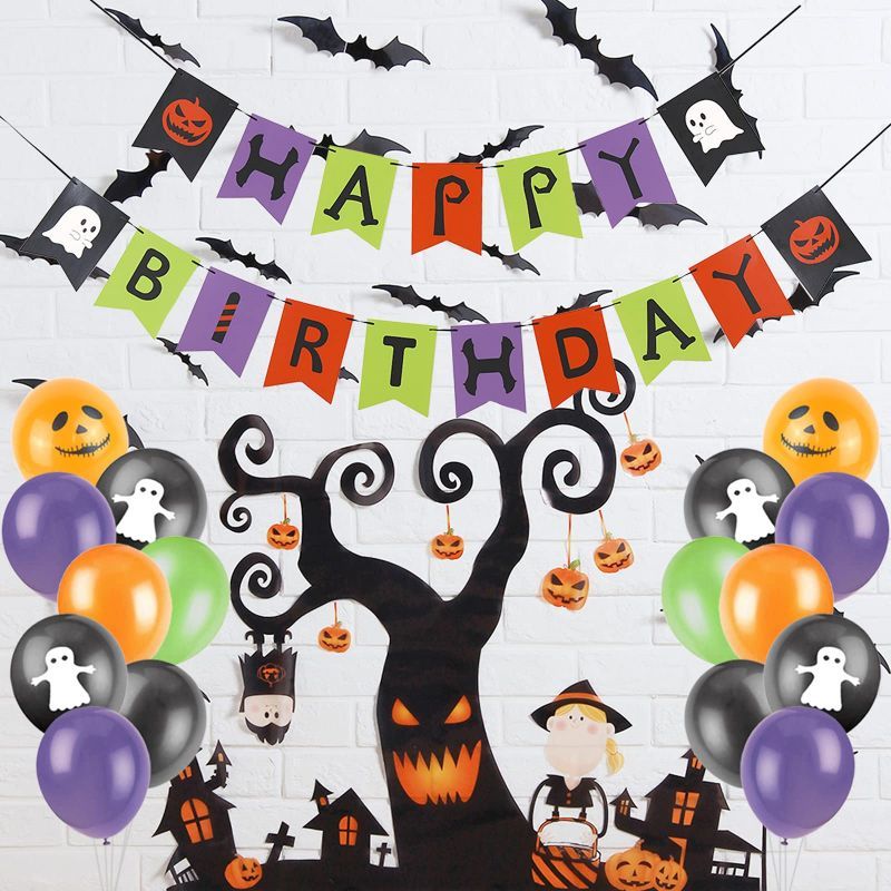 Halloween Balloon Arch Kit Wholesale with Happy Birthday Banner for