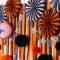 Halloween Decorations Wholesale | Black Orange Paper Fans Streamers Honeycomb Balls