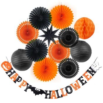 SUNBEAUTY Halloween Decoration Kit | Black Orange Halloween Party Decorations Wholesale