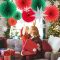 Christmas Party Decorations Kit | Green and Red Hanging Paper Fans Wholesale SUNBEAUTY