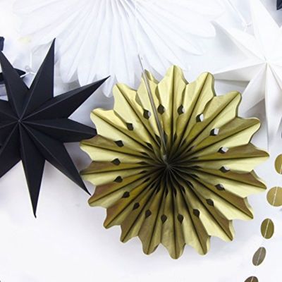 Christmas Hanging Decorations | Red Gold White Paper Fan Decorations Wholesale
