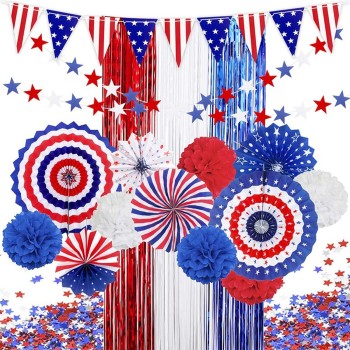 4th of July Decorations Paper Fan | American Independence Day Decorations Party Decor Supplies