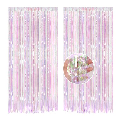 Pink Metallic Tinsel Curtains | Shimmer Foil Fringe Curtains | Foil Curtain Decorations Wholesale