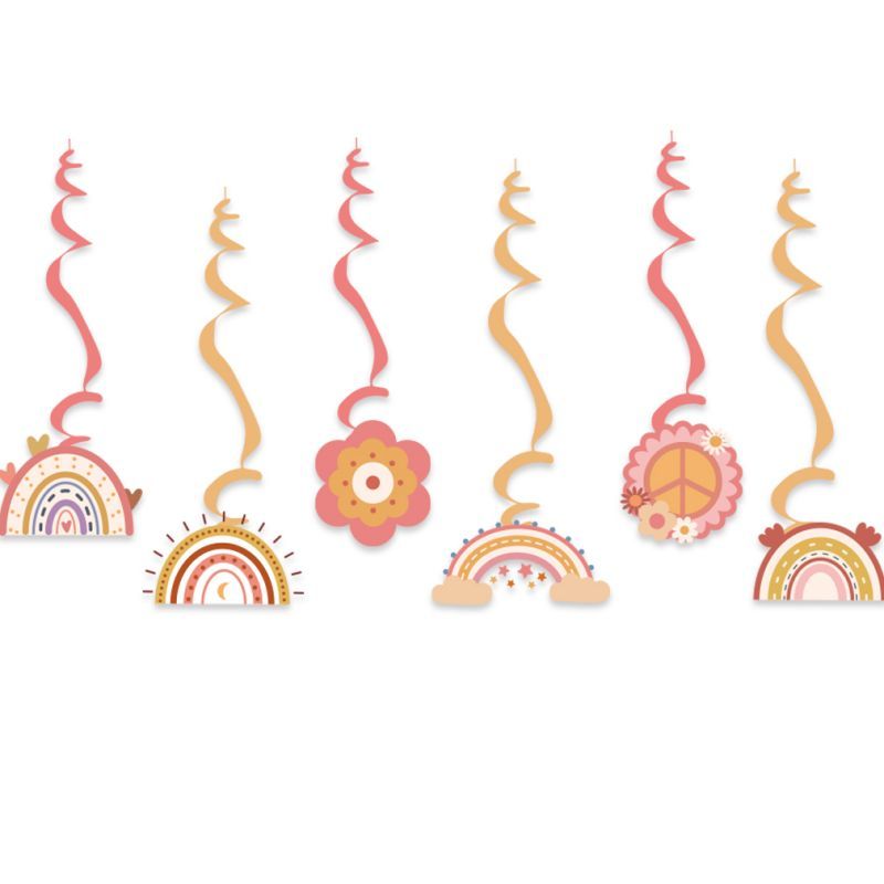 boho rainbow swirl decorations