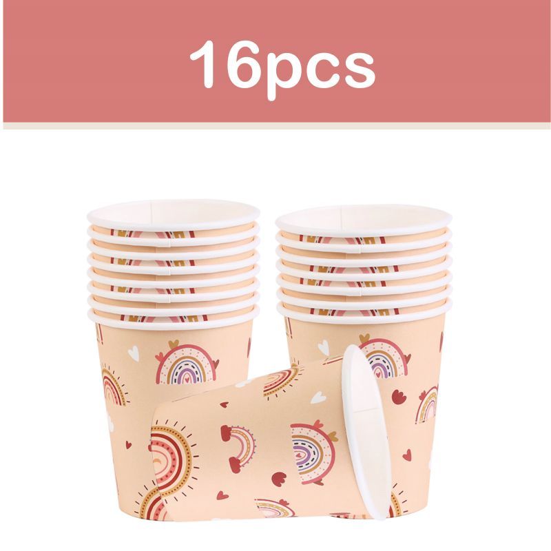 16pcs boho rainbow paper cups