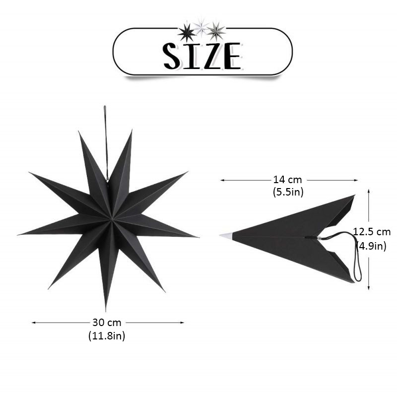 size of Paper Star Decorations