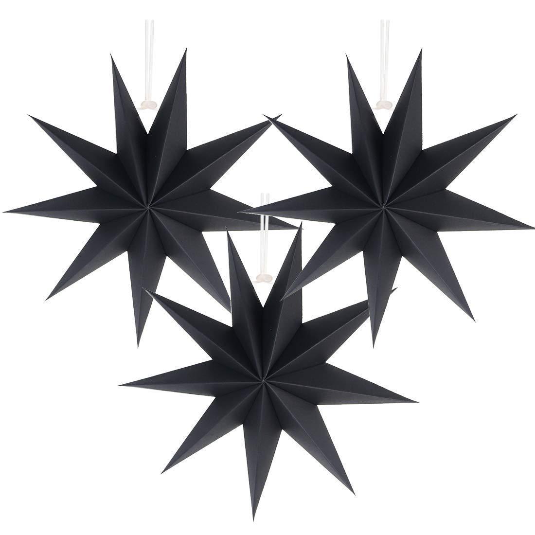 Étoile en papier noir à 9 branches