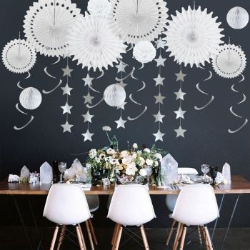 Wholesale Wedding Decorations White Tissue Paper Fan Decorations Hanging Honeycomb for Party