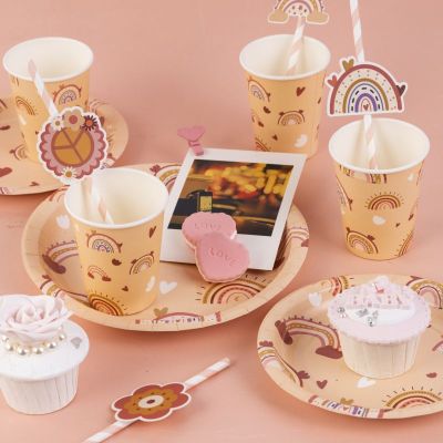 Customized Boho Rainbow Party Decorations Set for Birthday Party Supplies