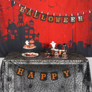 Customized Halloween Decorations | Spiderweb Fireplace Scarf or Halloween Home Party Decor
