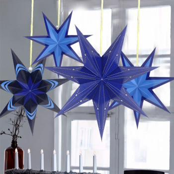 Wholesale Christmas Party Decorations | 3D Seven Pointed Paper Star Hanging Decorations