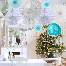 Snowflake Hanging Paper Lantern Set Hanging Swirls for Christmas Wedding Birthday Party Supplies