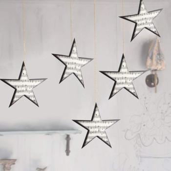 Vintage Paper Music Stars Garland Christmas Tree Ornament for Christmas Decorations