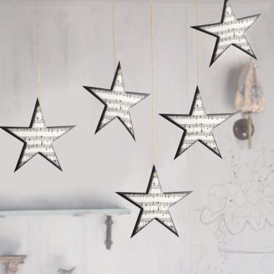 Vintage Paper Music Stars Garland Christmas Tree Ornament for Christmas Decorations