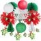 Christmas Party Decoration Kit | Red Green White Decor Paper Lantern Paper Mistletoe Garland