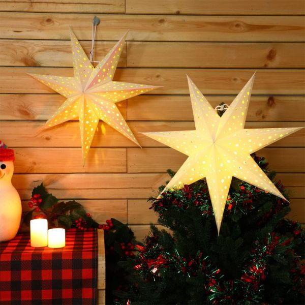 Décorations de lumières étoiles en papier personnalisées | Lanternes étoiles en papier pour les décorations de fête de Noël