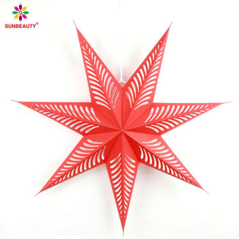 Hanging Christmas Red Paper Stars Lantern 30cm Stars Ceiling Hanging Decorations