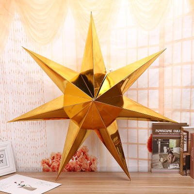 Customized 90cm Hanging Christmas Gold Hanging Paper Seven Star Lanterns Nine Paper Star Lantern