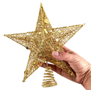 Christmas Ornaments Tree Top Star Christmas Decoration Hollow Pentagram Holiday Crafts