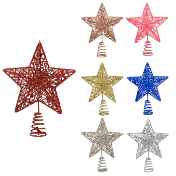 Pentagram Iron Decorative Tree Top Star Sequins Vertical Pentagram Christmas Decorations