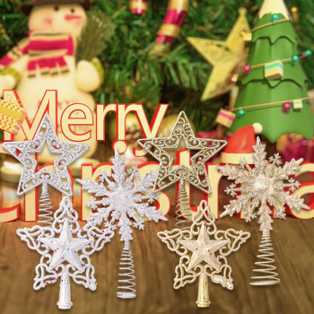 Christmas Tree Top Star Plastic Hollow Decoration Christmas Tree Pentagram Snow Pentagram Star