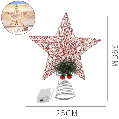 Wholesale Christmas Tree Top Star Iron Art Winding with Lights Pentagram Christmas Tree Decoration